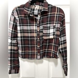 Selfie cropped flannel button down shirt size xs